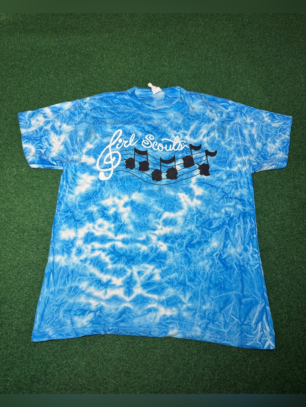Girl Scout Vintage T Shirt Adult Large Blue Every Girls A Single Note Tie Dye